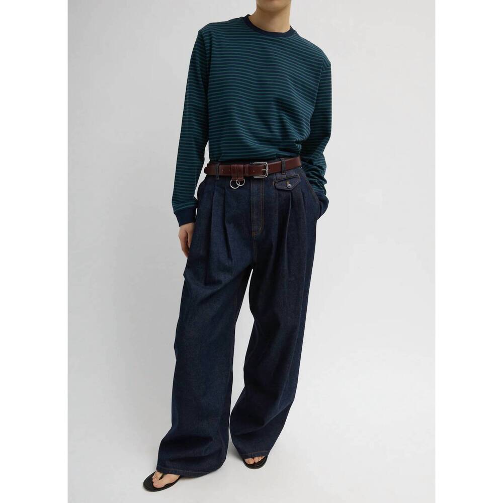 NEW TIBI denim triple pleat jean in indigo - Picture 4 of 5